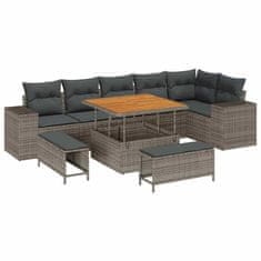 Vidaxl Vrtna sedežna garnitura z blazino 9 pcs Siva 100 x 100 x 71 cm
