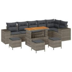 Vidaxl Vrtna sedežna garnitura z blazino 10 pcs Siva 110 x 55 x 71 cm