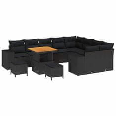 Vidaxl Vrtna sedežna garnitura z blazino 12 pcs Črna 80 x 80 x 71 cm
