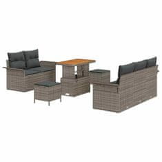 Vidaxl Vrtna sedežna garnitura z blazino 8 pcs Siva 90 x 55 x 71 cm