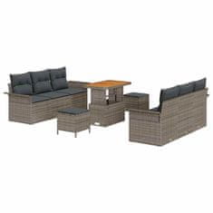 Vidaxl Vrtna sedežna garnitura z blazino 9 pcs Siva 90 x 55 x 71 cm