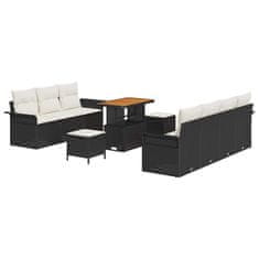 Vidaxl Vrtna sedežna garnitura 10 pcs Črna in krem 90 x 55 x 71 cm