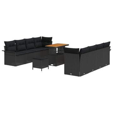 Vidaxl Vrtna sedežna garnitura z blazino Črna 90 x 55 x 71 cm