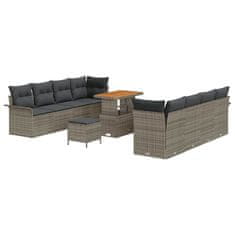 Vidaxl Vrtna sedežna garnitura z blazino 11 pcs Siva 90 x 55 x 71 cm