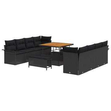 Vidaxl Vrtna sedežna garnitura z blazino Črna 100 x 100 x 71 cm