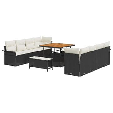 Vidaxl Vrtna sedežna garnitura Črna in krem 100 x 100 x 71 cm