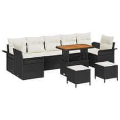 Vidaxl Vrtna sedežna garnitura 10 pcs Črna in krem 90 x 55 x 71 cm