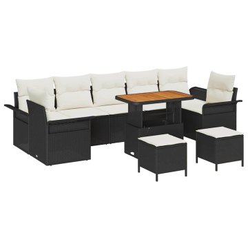 Vidaxl Vrtna sedežna garnitura 10 pcs Črna in krem 90 x 55 x 71 cm