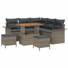 Vidaxl Vrtna sedežna garnitura z blazino 8 pcs Siva 90 x 55 x 71 cm