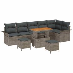 Vidaxl Vrtna sedežna garnitura z blazino 9 pcs Siva 90 x 55 x 71 cm