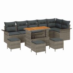 Vidaxl Vrtna sedežna garnitura z blazino 10 pcs Siva 110 x 55 x 71 cm
