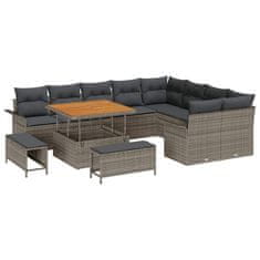 Vidaxl Vrtna sedežna garnitura z blazino 12 pcs Siva 100 x 100 x 71 cm