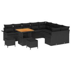 Vidaxl Vrtna sedežna garnitura z blazino 12 pcs Črna 80 x 80 x 71 cm