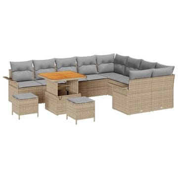 Vidaxl Vrtna sedežna garnitura z blazino 12 pcs Bež in svetlo siva