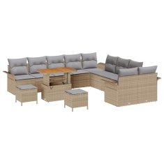 Vidaxl Vrtna sedežna garnitura z blazino 13 pcs Bež in svetlo siva