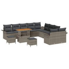 Vidaxl Vrtna sedežna garnitura z blazino 13 pcs Siva 90 x 55 x 71 cm