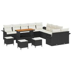 Vidaxl Vrtna sedežna garnitura 14 pcs Črna in krem 110 x 55 x 71 cm