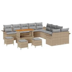 Vidaxl Vrtna sedežna garnitura z blazino 14 pcs Bež in svetlo siva