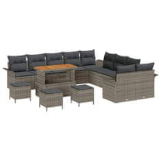 Vidaxl Vrtna sedežna garnitura z blazino 14 pcs Siva 110 x 55 x 71 cm