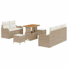 Vidaxl Vrtna sedežna garnitura 8 pcs Bež in smetanova 90 x 55 x 71 cm