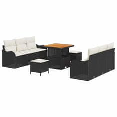 Vidaxl Vrtna sedežna garnitura 9 pcs Črna in krem 80 x 80 x 71 cm