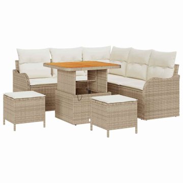 Vidaxl Vrtna sedežna garnitura 8 pcs Bež in smetanova 80 x 80 x 71 cm