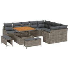 Vidaxl Vrtna sedežna garnitura z blazino 12 pcs Siva 100 x 100 x 71 cm