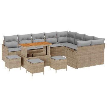 Vidaxl Vrtna sedežna garnitura z blazino 13 pcs Bež in svetlo siva