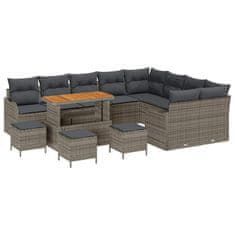 Vidaxl Vrtna sedežna garnitura z blazino 13 pcs Siva 110 x 55 x 71 cm