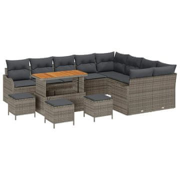 Vidaxl Vrtna sedežna garnitura z blazino 13 pcs Siva 110 x 55 x 71 cm