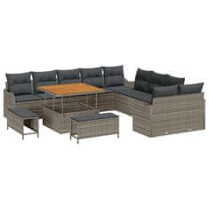 Vidaxl Vrtna sedežna garnitura z blazino 13 pcs Siva 100 x 100 x 71 cm