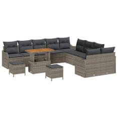Vidaxl Vrtna sedežna garnitura z blazino 13 pcs Siva 90 x 55 x 71 cm