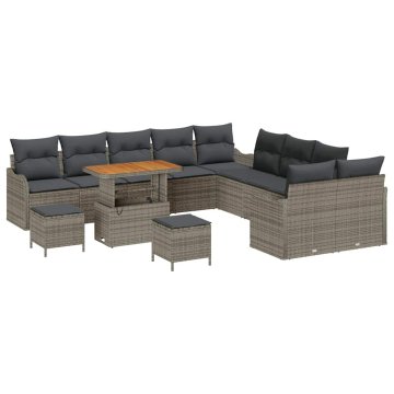 Vidaxl Vrtna sedežna garnitura z blazino 13 pcs Siva 90 x 55 x 71 cm