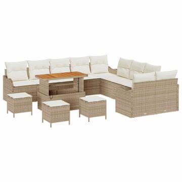 Vidaxl Vrtna sedežna garnitura z blazino 14 pcs Bež in smetanova