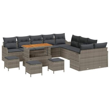 Vidaxl Vrtna sedežna garnitura z blazino 14 pcs Siva 110 x 55 x 71 cm