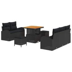 Vidaxl Vrtna sedežna garnitura z blazino 8 pcs Črna 80 x 80 x 71 cm