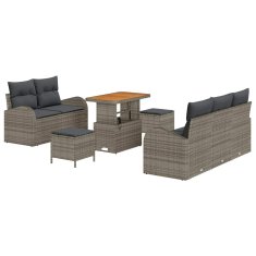 Vidaxl Vrtna sedežna garnitura z blazino 8 pcs Siva 90 x 55 x 71 cm