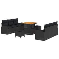 Vidaxl Vrtna sedežna garnitura z blazino 9 pcs Črna 80 x 80 x 71 cm