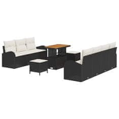 Vidaxl Vrtna sedežna garnitura 10 pcs Črna in krem 90 x 55 x 71 cm
