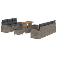 Vidaxl Vrtna sedežna garnitura z blazino 10 pcs Siva 90 x 55 x 71 cm