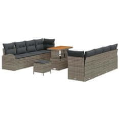 Vidaxl Vrtna sedežna garnitura z blazino 11 pcs Siva 90 x 55 x 71 cm
