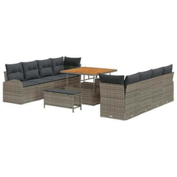 Vidaxl Vrtna sedežna garnitura z blazino 11 pcs Siva 100 x 100 x 71 cm