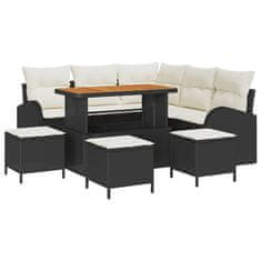 Vidaxl Vrtna sedežna garnitura 9 pcs Črna, krema 110 x 55 x 71 cm