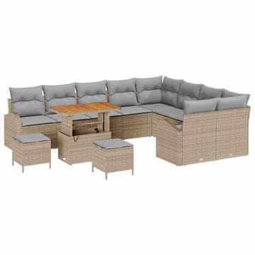 Vidaxl Vrtna sedežna garnitura z blazino 12 pcs Bež in svetlo siva