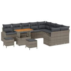 Vidaxl Vrtna sedežna garnitura z blazino 12 pcs Siva 90 x 55 x 71 cm