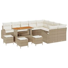 Vidaxl Vrtna sedežna garnitura z blazino 13 pcs Bež in smetanova
