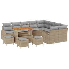 Vidaxl Vrtna sedežna garnitura z blazino 13 pcs Bež in svetlo siva