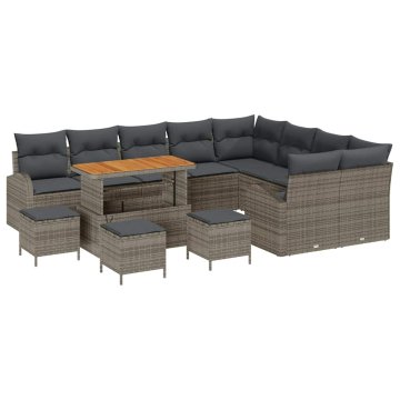 Vidaxl Vrtna sedežna garnitura z blazino 13 pcs Siva 110 x 55 x 71 cm