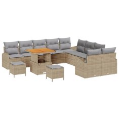 Vidaxl Vrtna sedežna garnitura z blazino 13 pcs Bež in svetlo siva