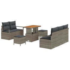 Vidaxl Vrtna sedežna garnitura z blazino 8 pcs Siva 90 x 55 x 71 cm